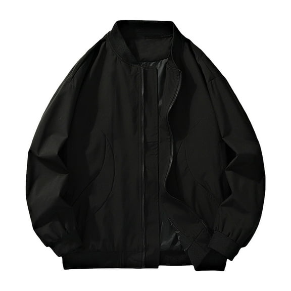 Zylanna Mens Waterproof Windbreaker, Lightweight Long Sleeve Multi-Pockets Zip up Casual Coat for Outdoor Black Size 2XL