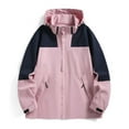 thumbnail image 1 of Zylanna Mens Waterproof Windbreaker Jackets, Lightweight Zip up Multi-Pockets with Removable Hood Raincoat for Outdoor Pink Size L, 1 of 5