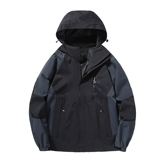 Zylanna Mens Waterproof Windbreaker Jackets, Lightweight with Hood Zip up Multi-Pockets Raincoat for Outdoor Dark Gray Size L