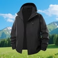 thumbnail image 1 of Zylanna Mens Waterproof Windbreaker, Multi-Pockets Zip up Lightweight with Hood Raincoat for Outdoor Black Size 2XL, 1 of 9