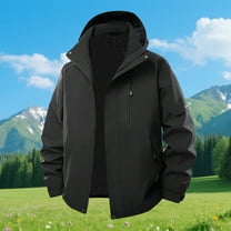 Zylanna Mens Waterproof Windbreaker, Multi-Pockets Zip up Lightweight with Hood Raincoat for Outdoor Black Size 2XL