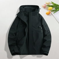 Zylanna Mens Waterproof Windbreaker Jackets, Zip up Lightweight Multi-Pockets with Hood Raincoat for Outdoor Black Size 2XL