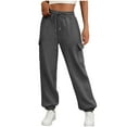 thumbnail image 1 of Zylanna Women's Cargo Sweatpants with Pockets, Soft & Warm Elastic Waist Solid Color Baggy Casual Jogger Pants for Women Dark Gray, 1 of 6
