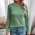 thumbnail image 1 of Zylanna Women's Pullover Sweaters, Crew Neck Solid Color Long Sleeve Knitted Casual Tops for Women Green, 1 of 8