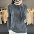 thumbnail image 1 of Zylanna Women's Pullover Sweaters, Crew Neck Solid Color Long Sleeve Knitted Loose Tops for Women Gray, 1 of 6