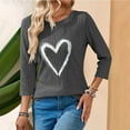 thumbnail image 1 of Zylanna Women's Pullover Sweaters, Heart Print 3/4 Sleeve Ribbed Knit Crew Neck Loose Tops for Women Dark Gray, 1 of 7