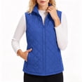 thumbnail image 1 of Zylanna Women's Quilted Vest, Stand Collar Full Zip Lightweight Warm Sleeveless Outerwear Layering Gilet Blue, 1 of 6