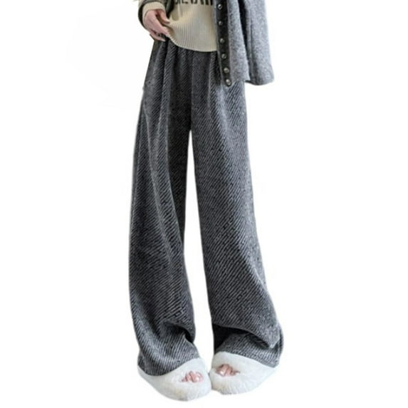 Zylanna Women's Sweatpants with Pockets, Elastic Waist Solid Color Soft & Warm Baggy Casual Wide Leg Pants for Women Dark Gray