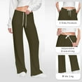 thumbnail image 1 of Zylanna Women's Sweatpants with Pockets, Soft & Warm Elastic Drawstring Baggy Solid Color Casual Wide Leg Pants for Women Army Green, 1 of 6