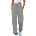 thumbnail image 1 of Zylanna Women's Sweatpants with Pockets, Soft & Warm Elastic Waist Baggy Solid Color Casual Pants for Women Gray, 1 of 8
