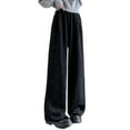 thumbnail image 1 of Zylanna Women's Sweatpants with Pockets, Soft & Warm Elastic Waist Baggy Solid Color Casual Wide Leg Pants for Women Black, 1 of 2
