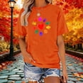 thumbnail image 1 of Zylanna Women's T-Shirts Blouse, Cute Print Short Sleeve Summer Round Neck Fashion Tee Tops Orange, 1 of 7