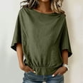 thumbnail image 1 of Zylanna Women's T-Shirts Blouse, Short Sleeve V-Neck Summer Solid Color Fashion Tee Tops Army Green, 1 of 8