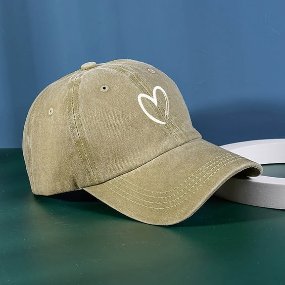 Zylanna Womens Hats Baseball Caps, Adjustable Heart Print cotton Valentine's Day Machine Washable Hat Khaki