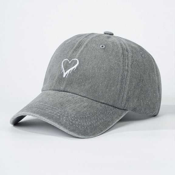 Zylanna Womens Hats Baseball Caps, Valentine's Day Adjustable cotton Heart Print Machine Washable Hat Gray