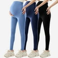 thumbnail image 1 of Zylanna Yoga Maternity Leggings 3PC, Daily Wear Highly&nbsp;Elastic Pants Soft Pregnancy Casual Pants Navy, 1 of 8