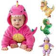thumbnail image 1 of Zylarhe Baby Dinosaur Halloween Outfits Cute Hooded Onesie Toddler Pink 1-3 Months, 1 of 9