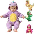 thumbnail image 1 of Zylarhe Baby Dinosaur Costume Halloween Outfits Cute Hooded Onesie Infant Toddler Purple 3-6 Months, 1 of 9