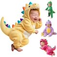 thumbnail image 1 of Zylarhe Baby Dinosaur Halloween Outfits Cute Hooded Onesie Toddler Yellow 3-6 Months, 1 of 9