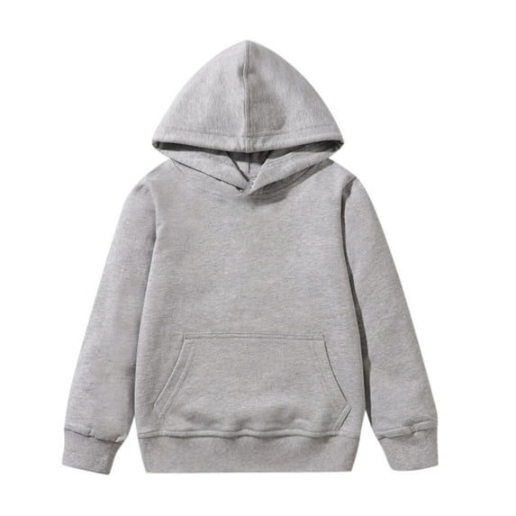 Zylarhe Boys Girls Sweatshirts Boys Long Sleeve Pullover Hooded Sweatshirt Solid Color Casual Top with Patchwork Design for Toddler and Youth 4-5 Years Grey