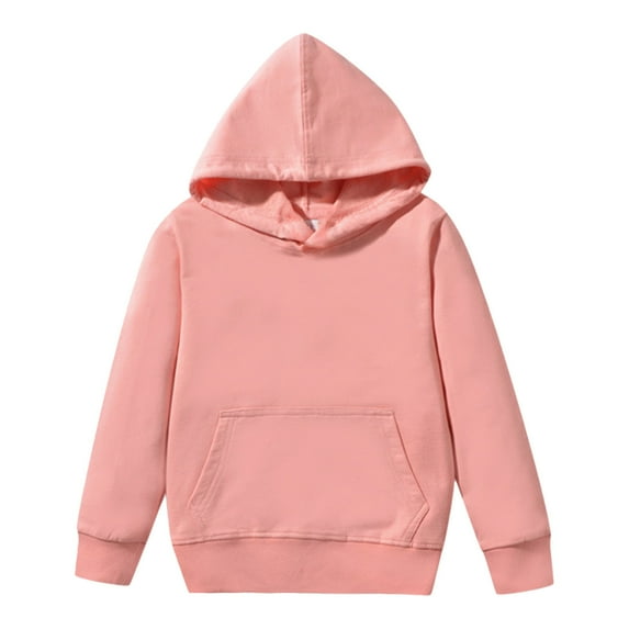 Zylarhe Boys Girls Sweatshirts Boys Long Sleeve Pullover Hooded Sweatshirt Solid Color Casual Top with Patchwork Design for Toddler and Youth 6-7 Years Pink