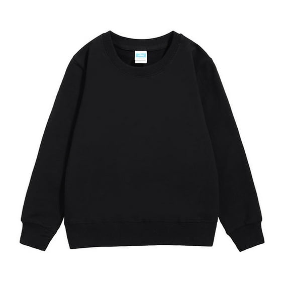 Zylarhe Boys Girls Sweatshirts Boys Long Sleeve Pullover Sweatshirt Solid Color Casual Patchwork Design Soft Comfortable Kids Tops for Outfits 6-7 Years Black