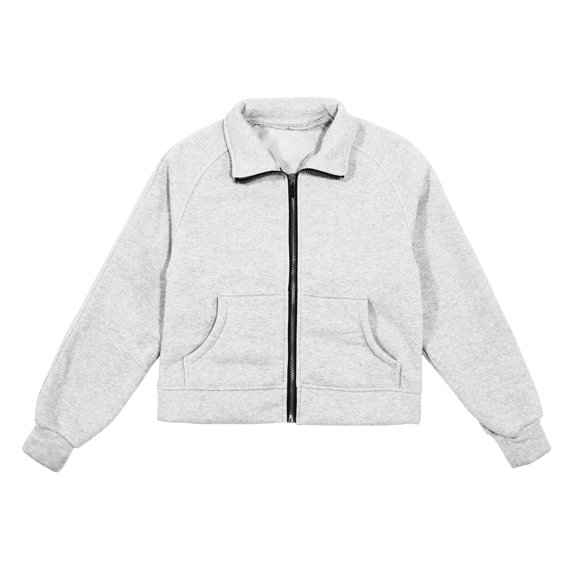 Zylarhe Boys Girls Sweatshirts Girls Fashion Stand Collar Zip Up Lined Hoodie Jacket With Pockets For Casual Outerwear Comfort And Style 5-6 Years White