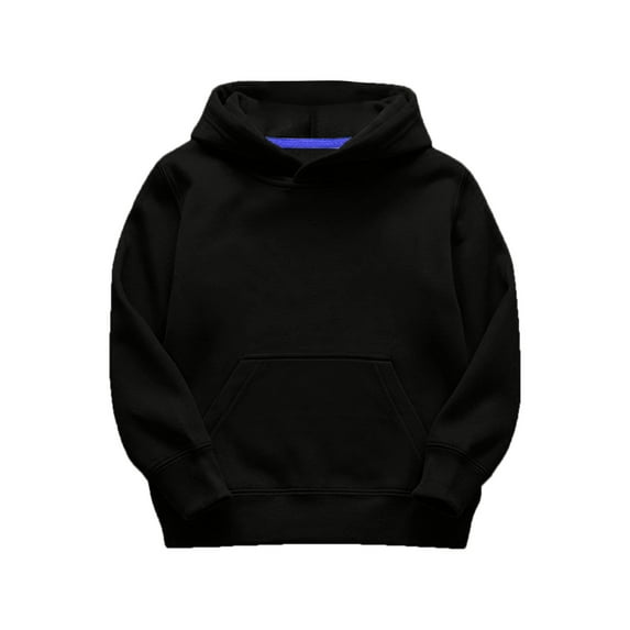 Zylarhe Boys Girls Sweatshirts Girls Hooded Pullover Long Sleeve Sweatshirt with Patchwork Design Cozy Winter Warm Top for Toddler Kids Outerwear 5-6 Years Black