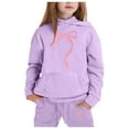 thumbnail image 1 of Zylarhe Boys Girls Sweatshirts Girls Hoodie and Jogger Set Featuring Adorable Bow Design for Playful 2-3 Years Light Purple, 1 of 4