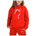 thumbnail image 1 of Zylarhe Boys Girls Sweatshirts Girls Hoodie and Jogger Set Featuring Adorable Bow Design for Playful 8-9 Years Red, 1 of 4
