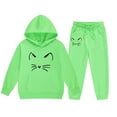 thumbnail image 1 of Zylarhe Boys Girls Sweatshirts Girls Long Sleeve Graphic Hooded Pullover and Pants Outfit Set for Toddler Kids Comfort 10-11 Years Green, 1 of 6
