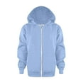 thumbnail image 1 of Zylarhe Boys Girls Sweatshirts Girls Long Sleeve Letter Print Hooded Zipper Up Soft Sweatshirt With Front Pocket For Kids And Toddlers 6-7 Years Sky Blue, 1 of 5