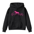thumbnail image 1 of Zylarhe Boys Girls Sweatshirts Themed Girls Long Sleeve Hooded Sweatshirt with Horse Print Design for Casual Comfort and Play 12-13 Years Black, 1 of 3