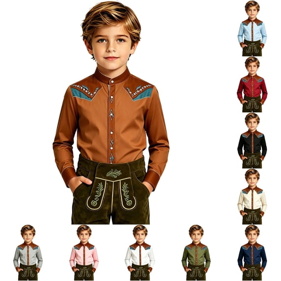 Zylarhe Boys Halloween Tops Adventure Theme Long Sleeve Shirt Oceanic Style for Kids Brown 11-12 Years