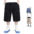 thumbnail image 1 of Zylarhe Boys' Pants Baggy Straight Leg Jeans with Pockets Elastic Waist Distressed Ripped Denim Black 8-10 Years, 1 of 6