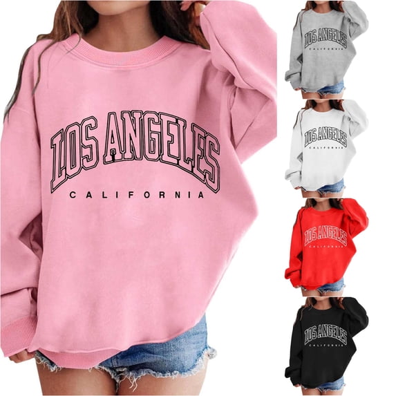 Zylarhe Boys Sweatshirts Girl Graphic Prints Sweatshirt Crewneck Long Sleeve Cute Drop Shoulder Pullover Tops for Soft Comfort Pink 3-4 Years