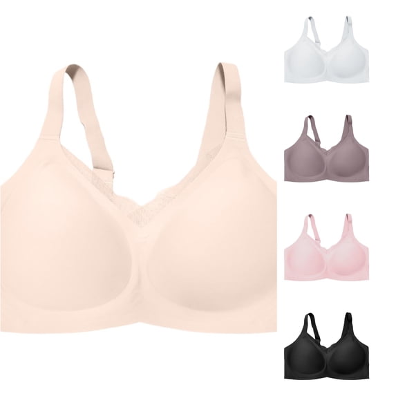 Zylarhe Bras for Women, Women's Bras Without Steel Rings Seamless Underwear Large Sized Comfortable Bras With European And Styles Running Girls Sports Bra for Women Beige XXL