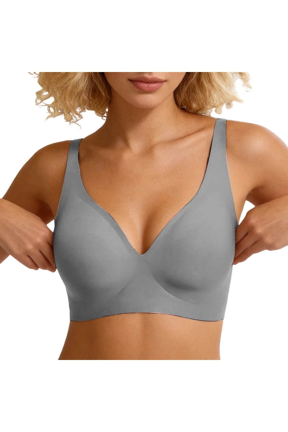 Bras for Women, Comfort Wireless Bra Push Up No Underwire Seamless Daily Bras Brazier for Women Grey L