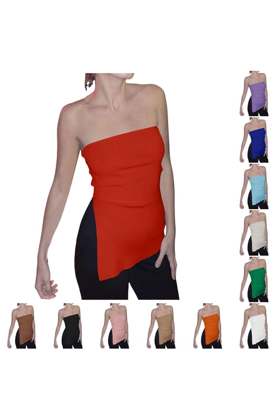 Bras for Women, Ladies Strapless Tank Top Net Tube Top Red L