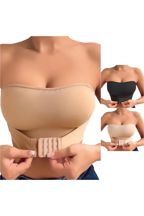 Bras for Women, Strapless Bra For Seamless Push Up Neckline Comfortable T Shirt Bra With Silicone Band Athletic Bras Coffee M
