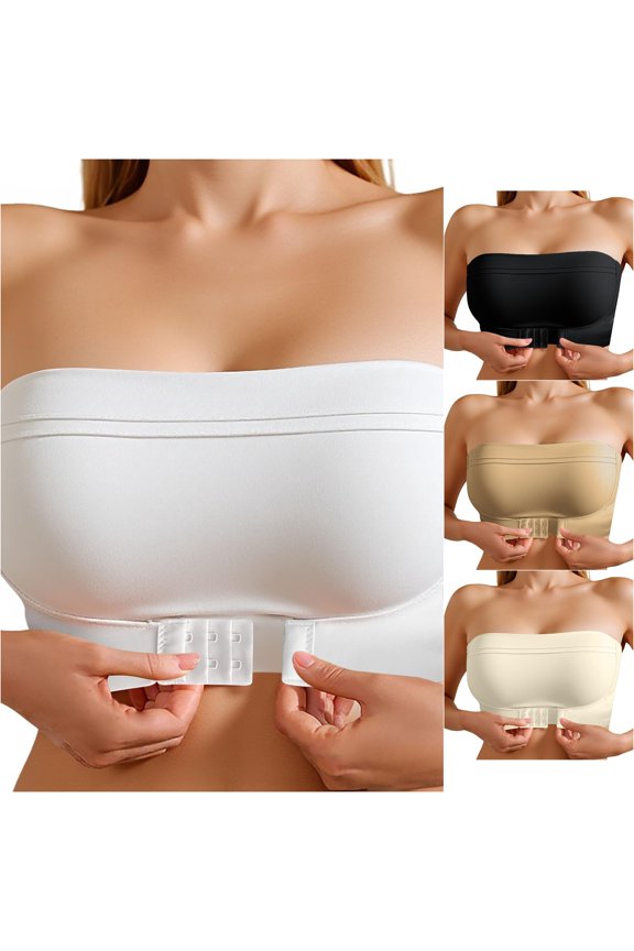 Bras for Women, Strapless Silicone Bra Push Up Backless Sticky Bras For Cleavage Enhancer plus Size Sports Bra Grey 38