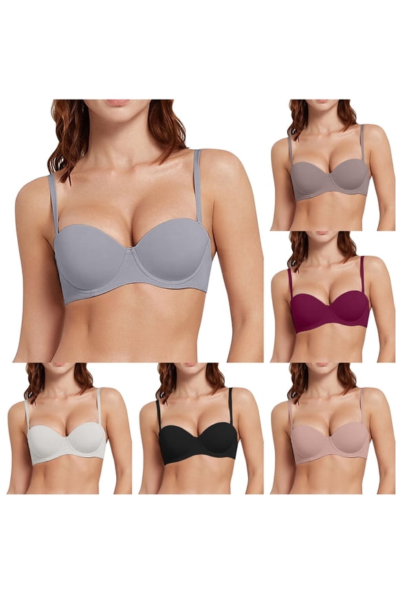 Bras for Women, Women's Fab Fit Underwire Bra Demi T Shirt Bra Convertible Bras For Women Top Melon Sports Bra Grey 75D