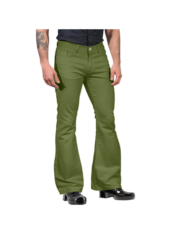 Casual Pants for Men, Male Fashion Casual Solid Pocket Suit Pant Bottoms Trousers for Everyday Wear Versatile Ready Stretch Comfort Fit Army Green L