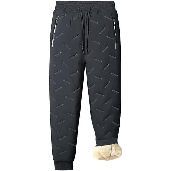Zylarhe Casual Pants for Men Mens Winter Warm Sweatpants Thick Lined Track Pants Active Thermal Joggers With Zipper Pockets Elastic Pants for Men Trouser