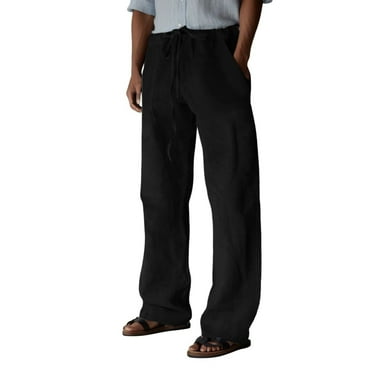 Zylarhe Casual Pants for Men Male Casual Daily Solid Full Length Pants Mid Waist Big Pocket Drawstring Trousers 10 Star
