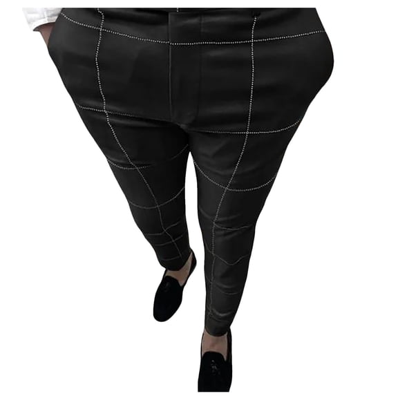 Zylarhe Casual Pants for Men Male Large Plaid Striped Casual Minimalist Small Leg Pants Big And Tall Pants