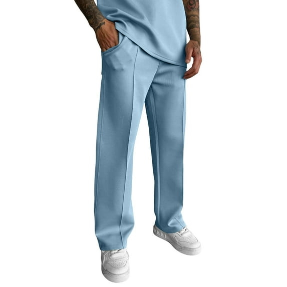 Zylarhe Casual Pants for Men Male Solid Color Long Trousers Tether Pants Sports Street Casual Trousers Band Size