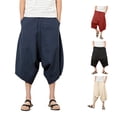 thumbnail image 1 of Zylarhe Casual Pants for Men, Men Summer Casual Mid Waist Loose Cropped Harem Pants With Pockets Navy XXXXXL, 1 of 6