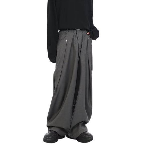 Zylarhe Casual Pants for Men Men's Casual Loose Fit Gray Straight Leg Suit Trousers For Spring And Autumn Comfortable Long Pants Pole Sweat Pants