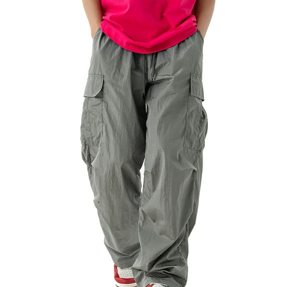 Zylarhe Casual Pants for Men Men's Metallic Casual Pants Loose Micro Crease Cargo Pants Cute